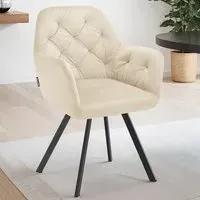 Lucia Quilted Swivel Armchair - Cream, Velvet