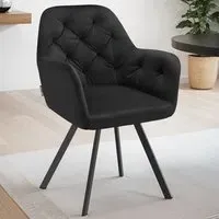 Lucia Quilted Swivel Armchair Set of 6 - Black, Velvet
