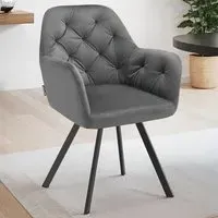 Lucia Set of 4 Swivel Armchairs - Anthracite, Velvet