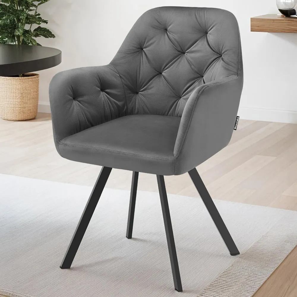 Lucia Set of 4 Swivel Armchairs - Anthracite, Velvet image