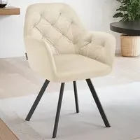 Lucia Set of 4 Swivel Armchairs - Cream, Velvet