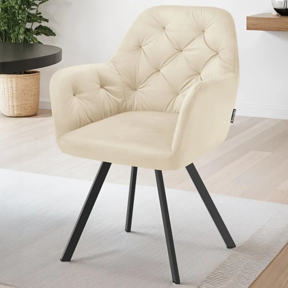 Lucia Set of 4 Swivel Armchairs - Cream, Velvet image