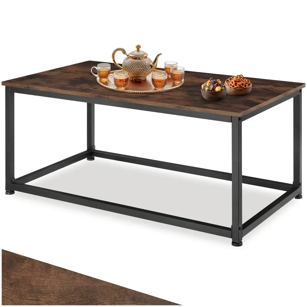 Lynch Industrial Rectangular Coffee Table - Brown, Steel