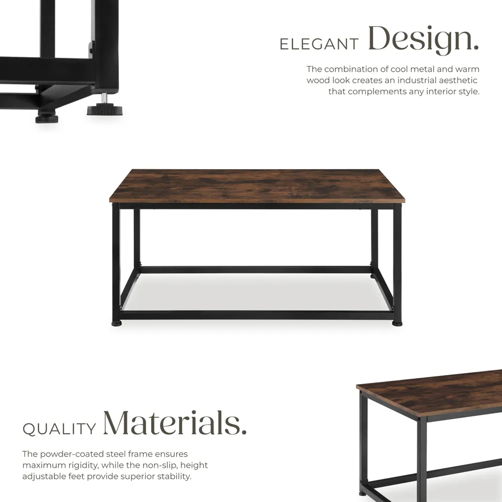 Lynch Industrial Rectangular Coffee Table - Brown, Steel