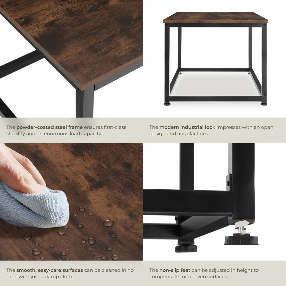 Lynch Industrial Rectangular Coffee Table - Brown, Steel