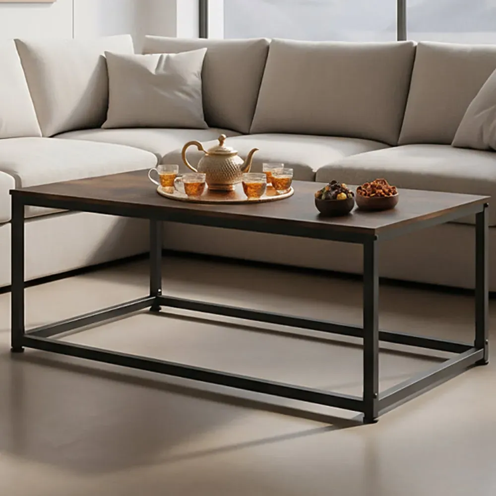 Lynch Industrial Rectangular Coffee Table - Brown, Steel image