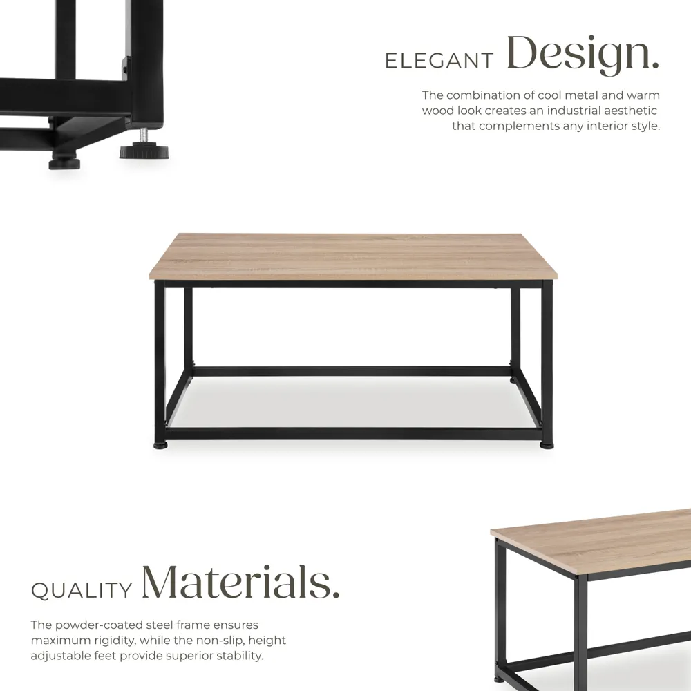 Lynch Oak Sonoma Rectangular Coffee Table - Brown, Steel