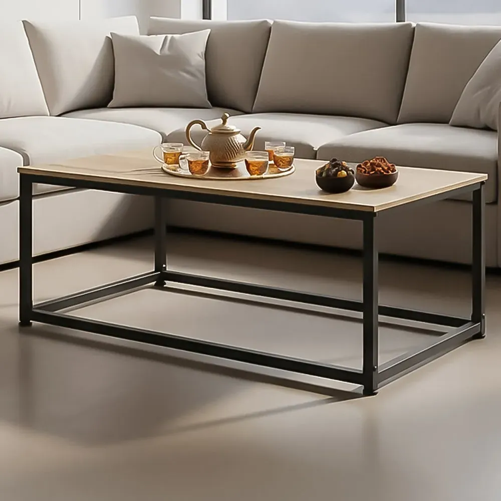 Lynch Oak Sonoma Rectangular Coffee Table - Brown, Steel