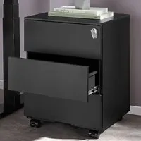 Magna 3 Drawer Lockable Chest of Drawers - Black, Steel