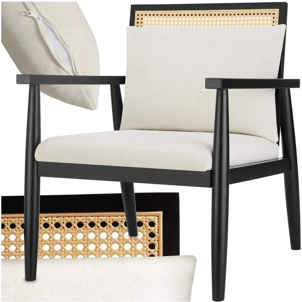 Manuela Padded Armchair with Cushion - White