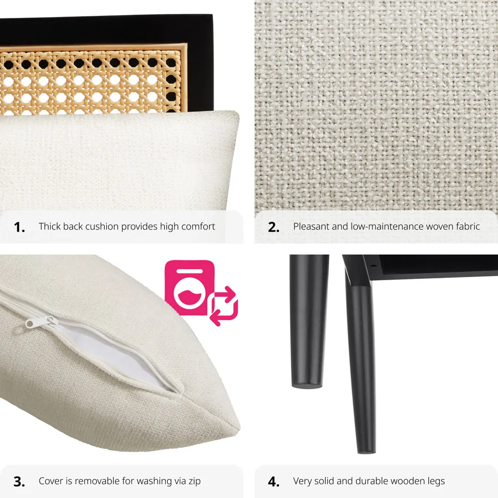 Manuela Padded Armchair with Cushion - White