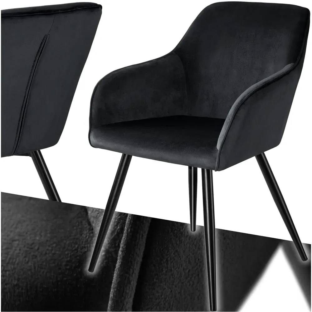 Marilyn Dining Chair - Black, Velvet