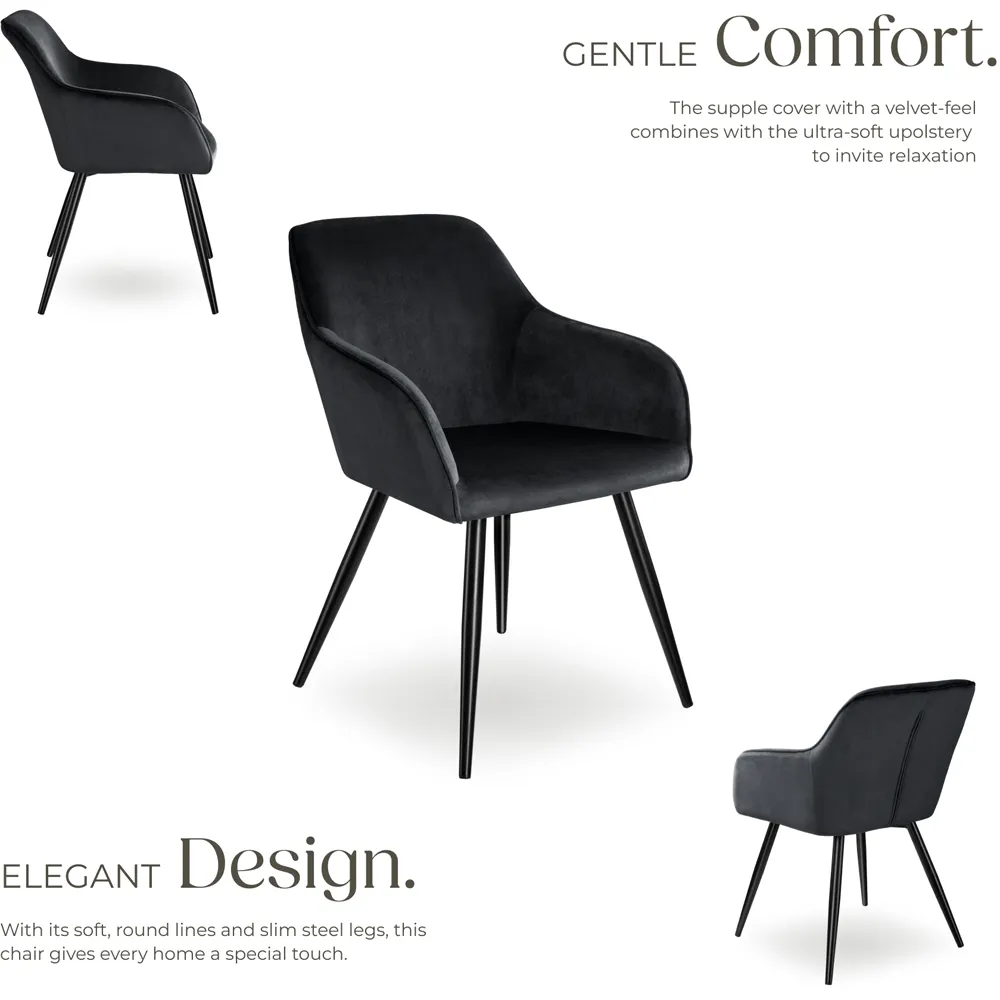 Marilyn Dining Chair - Black, Velvet