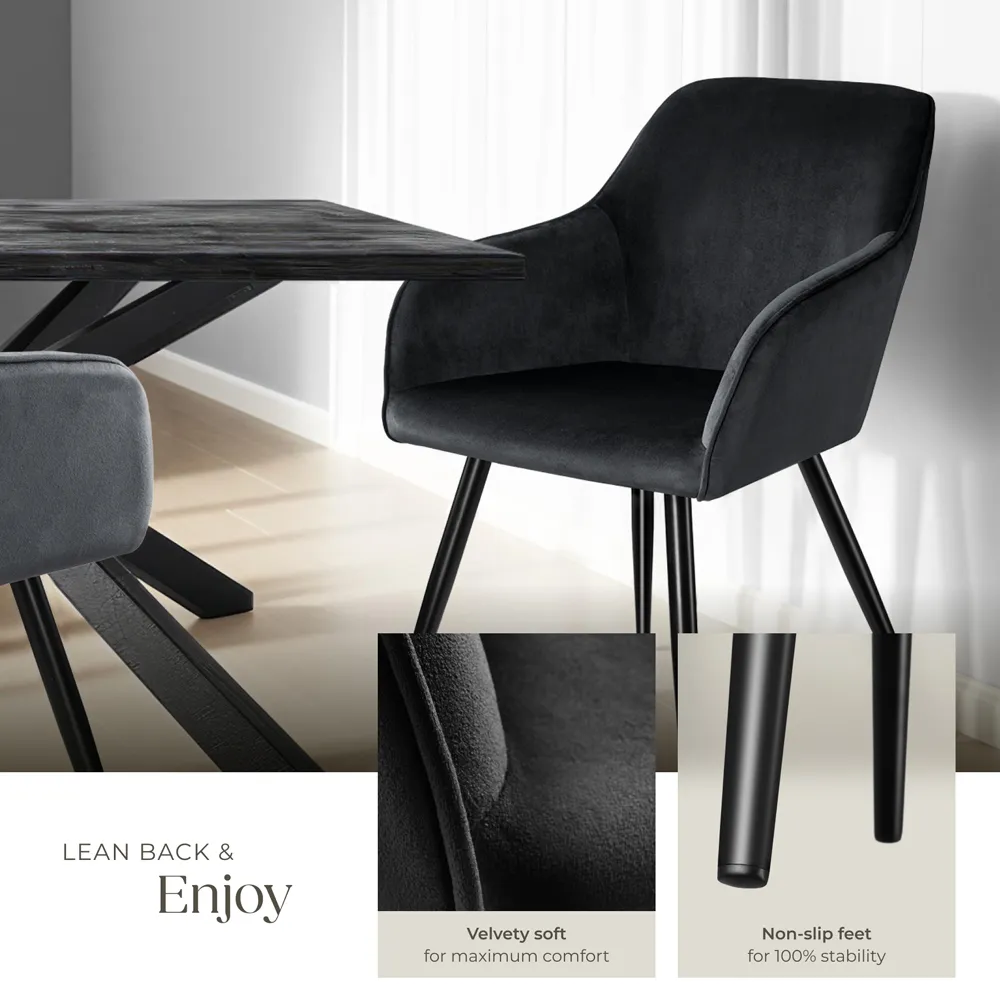 Marilyn Dining Chair - Black, Velvet