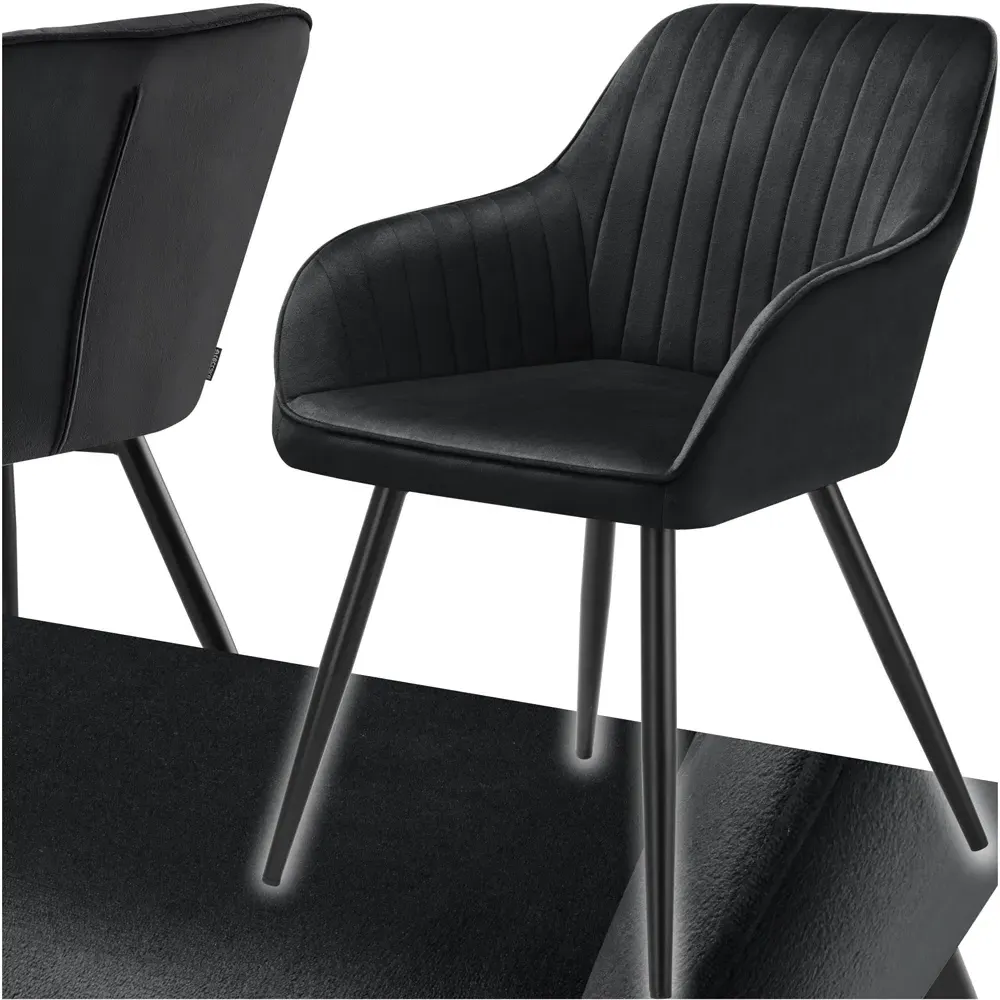 Marilyn Dining Chair - Black, Velvet