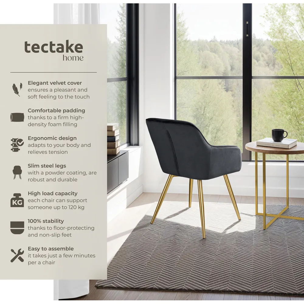 Marilyn Padded Accent Chair - Black, Velvet