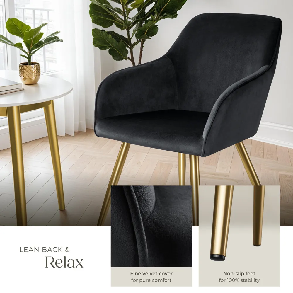 Marilyn Padded Accent Chair - Black, Velvet
