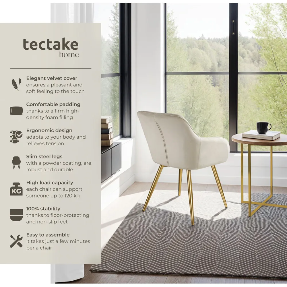 Marilyn Padded Accent Chair - Cream, Velvet