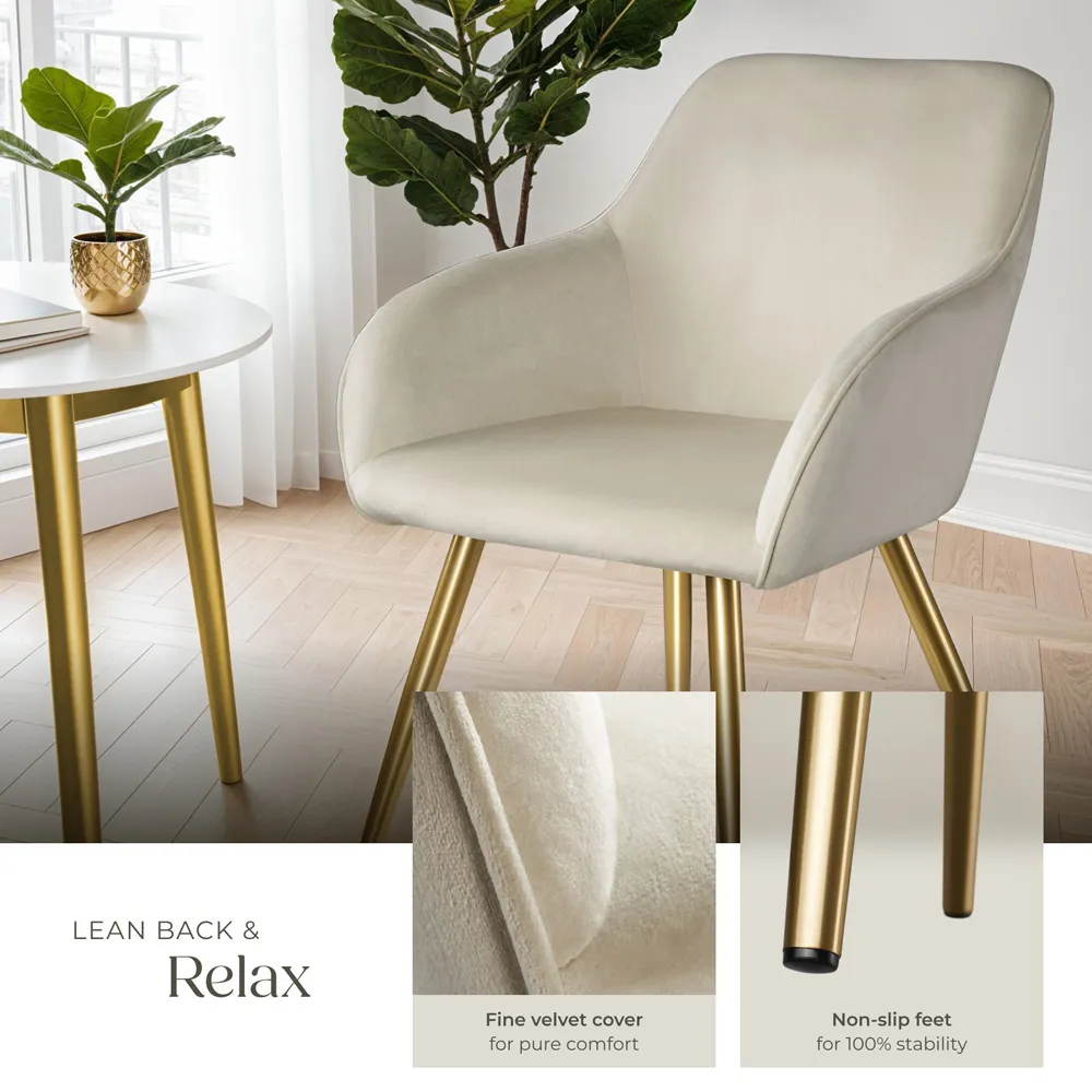 Marilyn Padded Accent Chair - Cream, Velvet