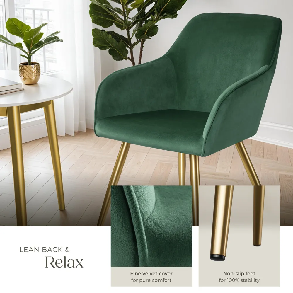 Marilyn Padded Accent Chair - Green, Velvet