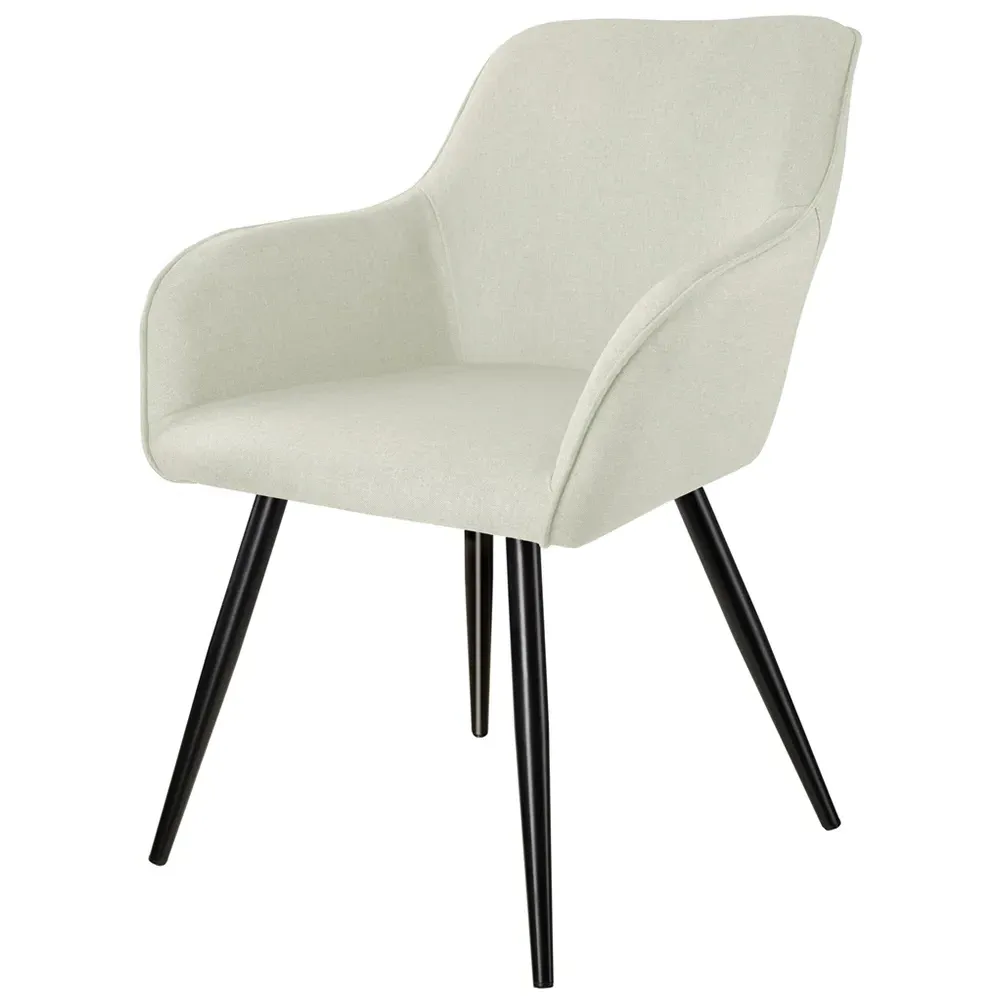Marilyn Padded Chair with Armrests - Cream, Fabric