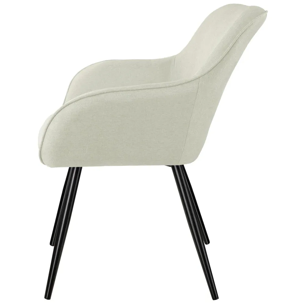 Marilyn Padded Chair with Armrests - Cream, Fabric
