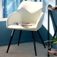 Marilyn Padded Chair with Armrests - Cream, Fabric