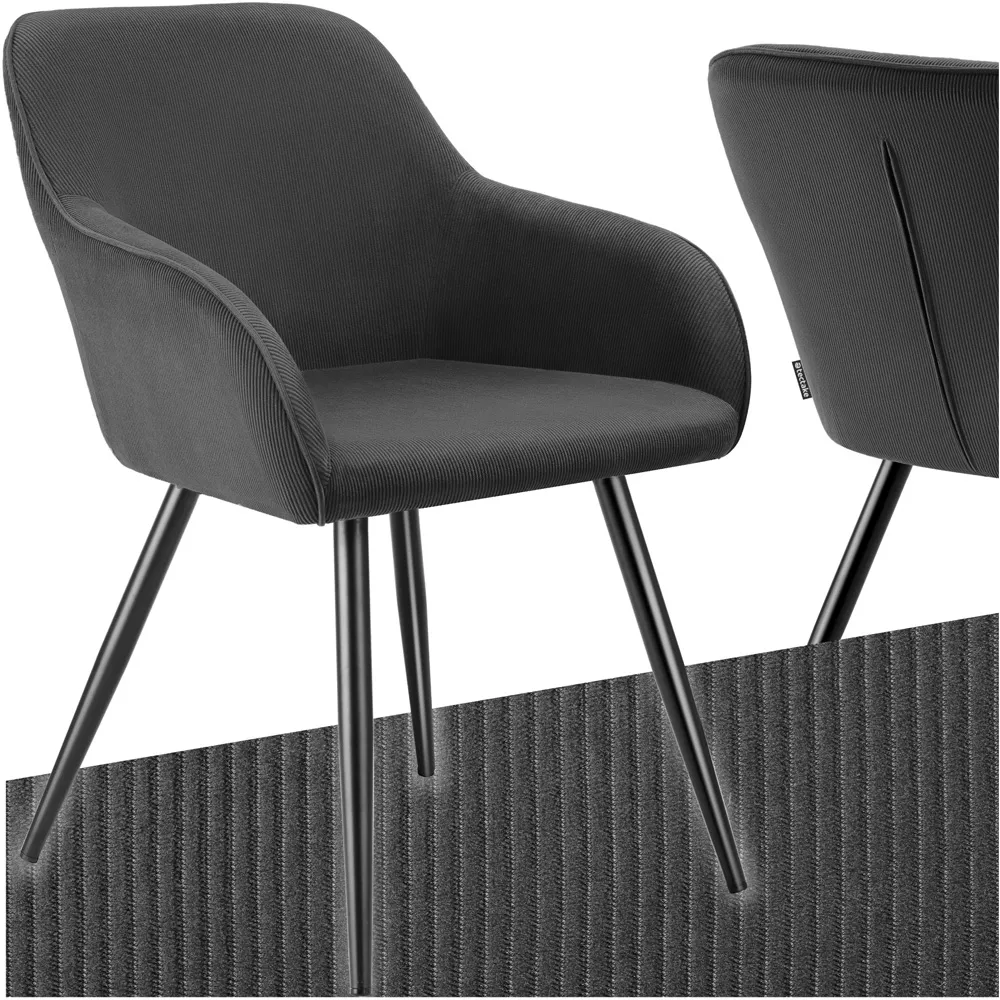Marilyn Padded Dining Chair - Anthracite, Corduroy