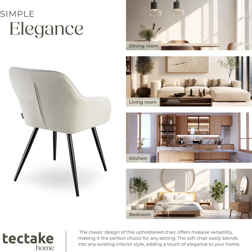 Marilyn Padded Dining Chair - Cream, Corduroy