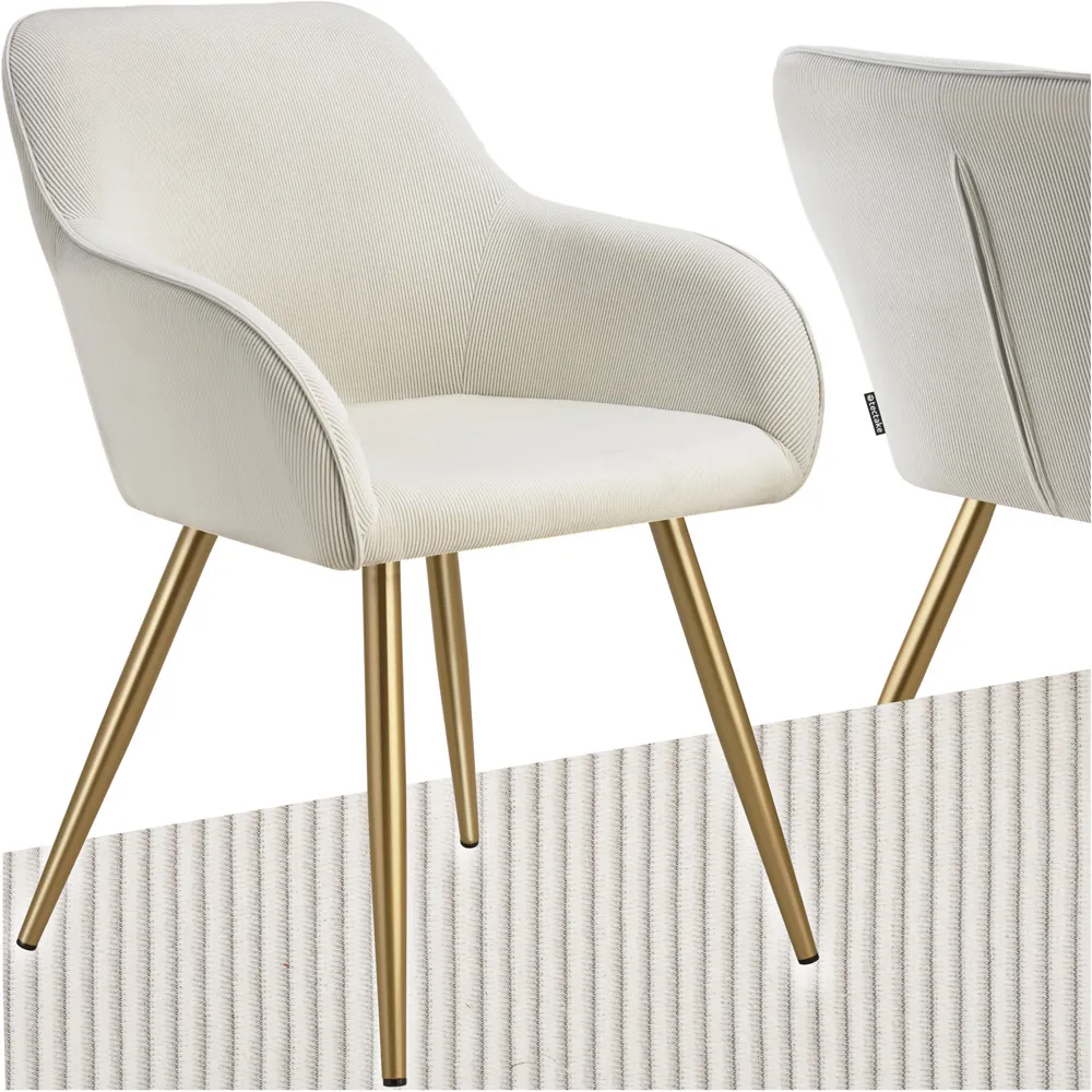 Marilyn Padded Dining Chair - Cream, Corduroy