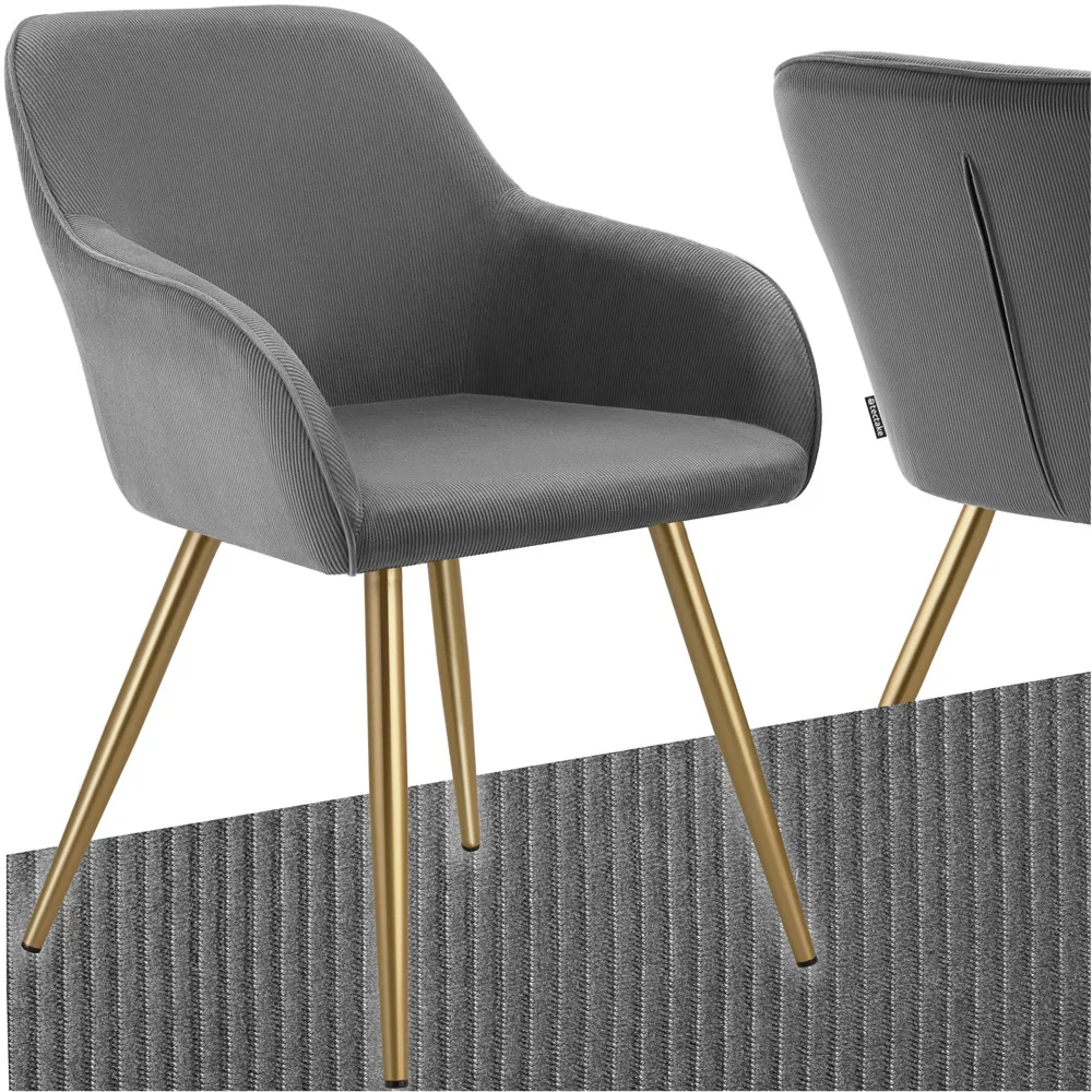 Marilyn Padded Dining Chair - Grey, Corduroy