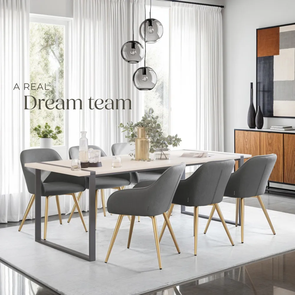 Marilyn Padded Dining Chair - Grey, Corduroy