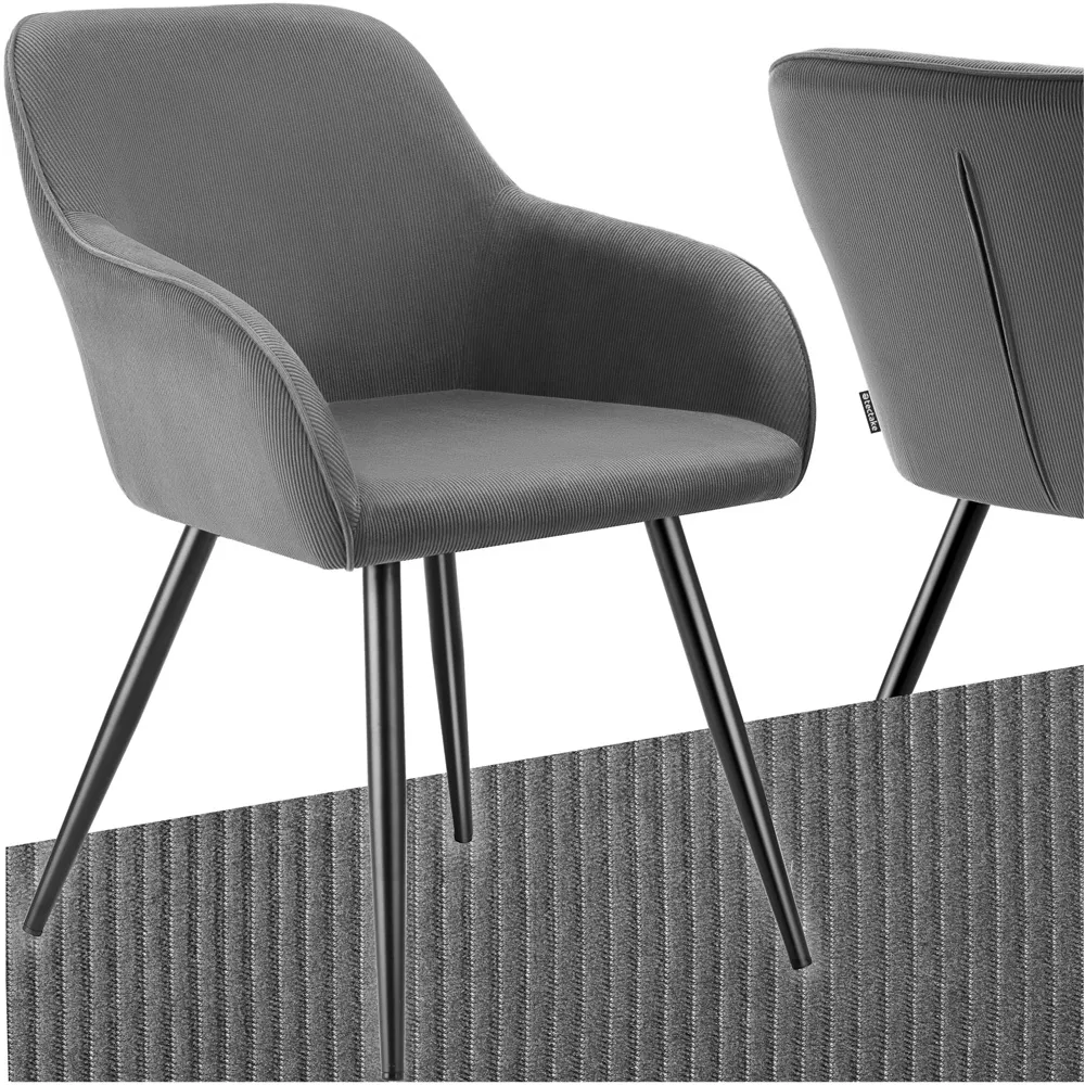 Marilyn Padded Dining Chair - Grey, Corduroy