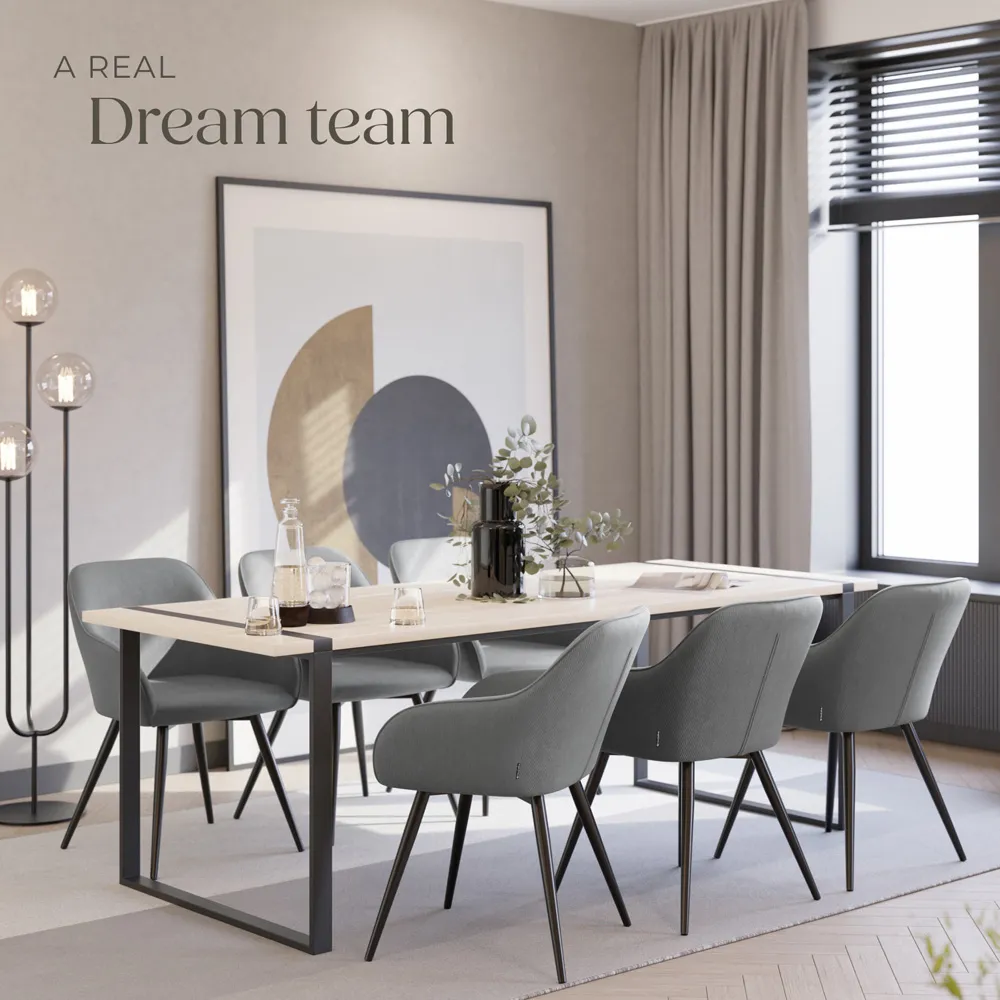 Marilyn Padded Dining Chair - Grey, Corduroy