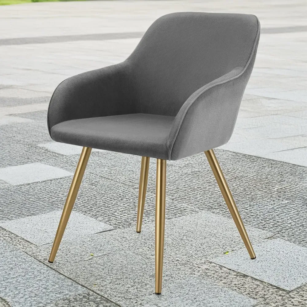 Marilyn Padded Dining Chair - Grey, Corduroy