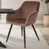 Marilyn Padded Dining Chair with Armrests - Brown, Velvet