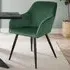 Marilyn Padded Dining Chair with Armrests - Green, Velvet