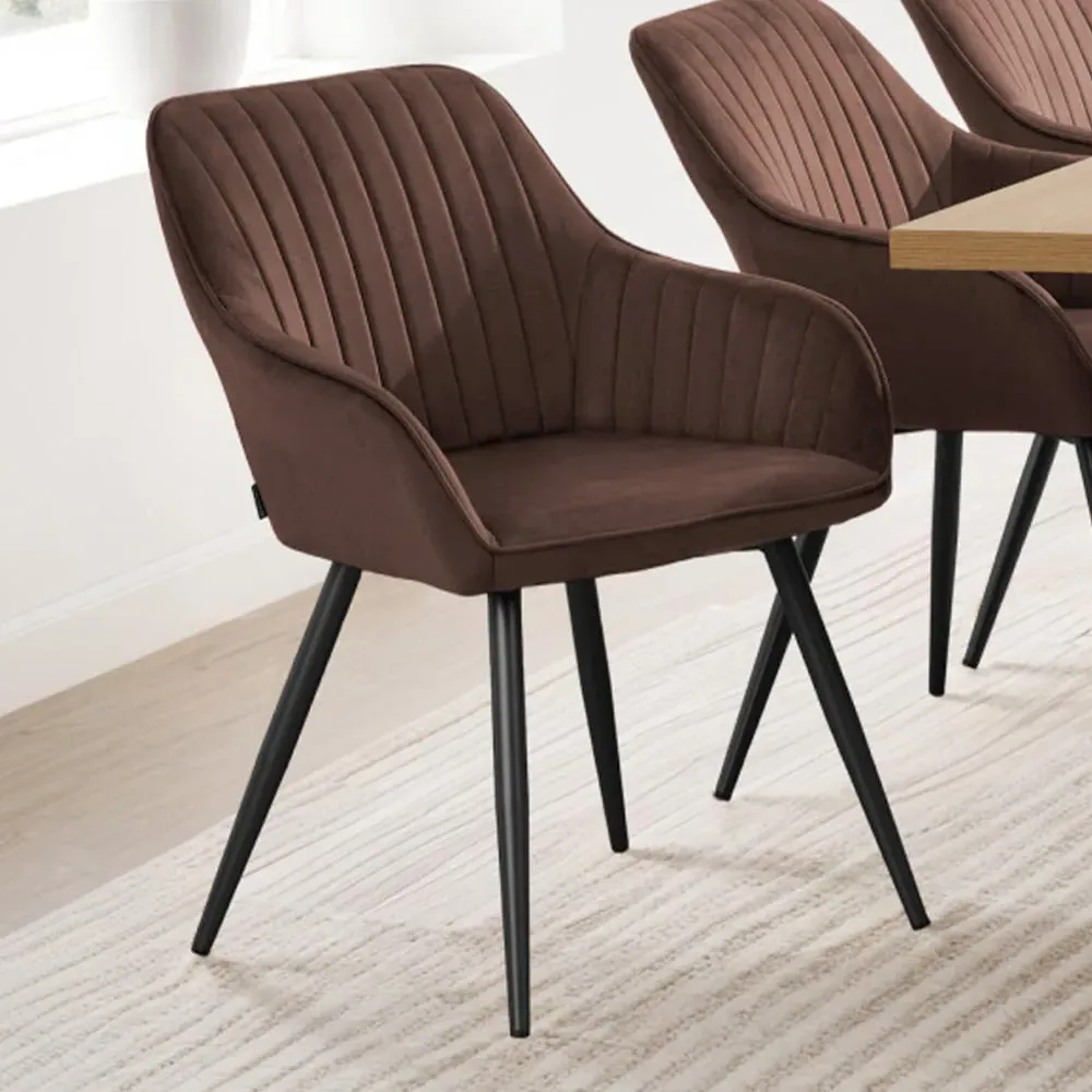 Marilyn Quilted Chair with Continuous Backrest - Brown, Velvet image