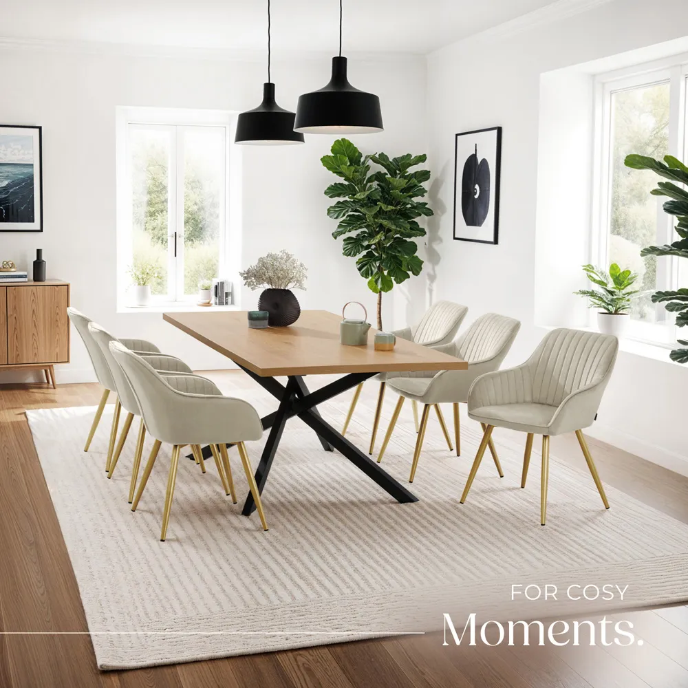 Marilyn Quilted Dining Chair with Armrests - Cream, Velvet