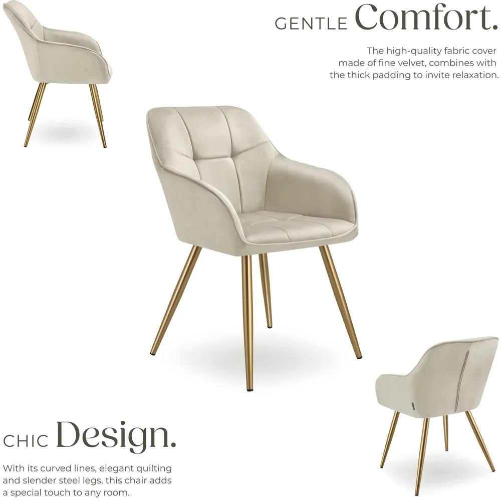 Marilyn Quilted Velvet Chair - Cream