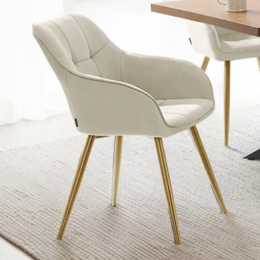 Marilyn Quilted Velvet Chair - Cream image