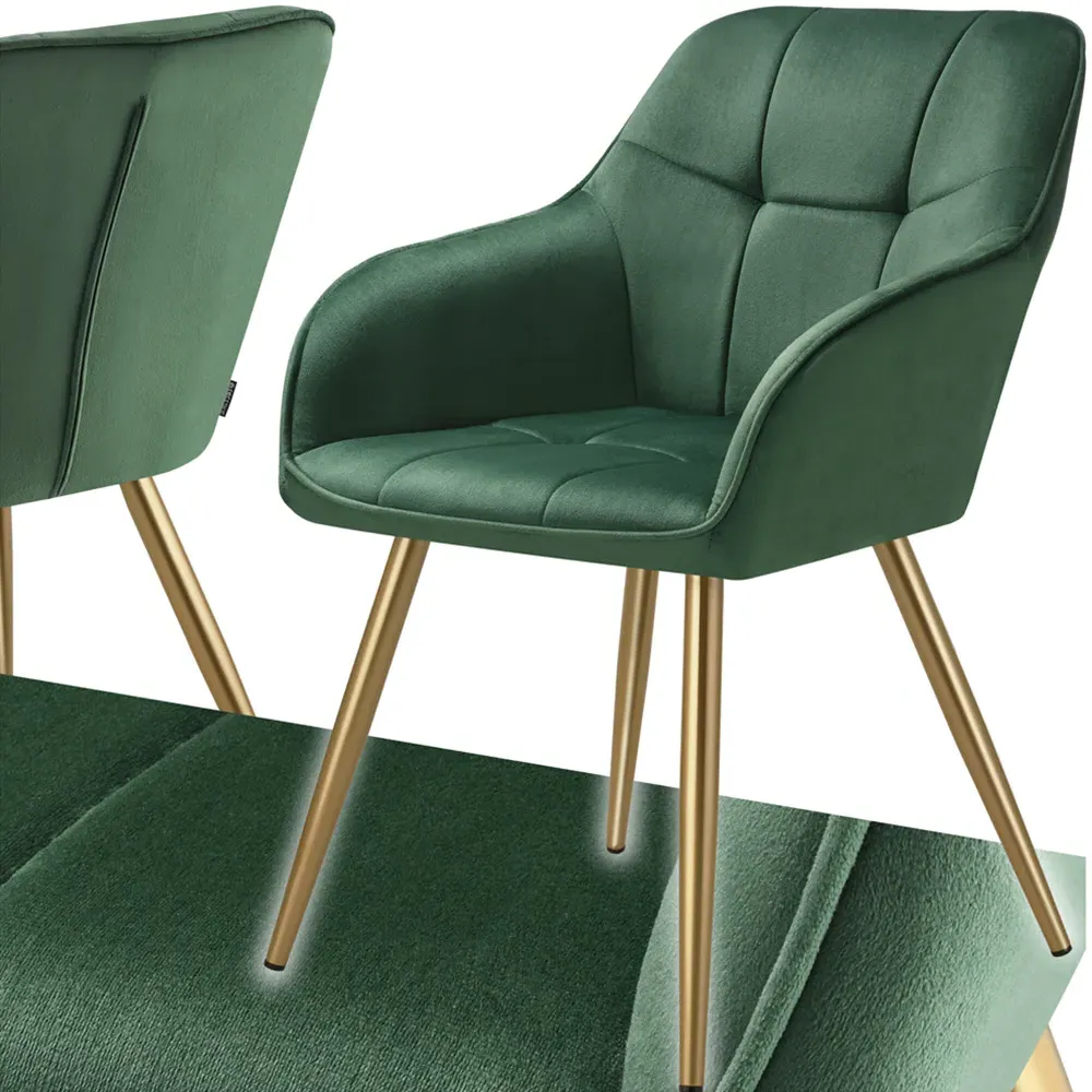 Marilyn Quilted Velvet Chair - Dark Green