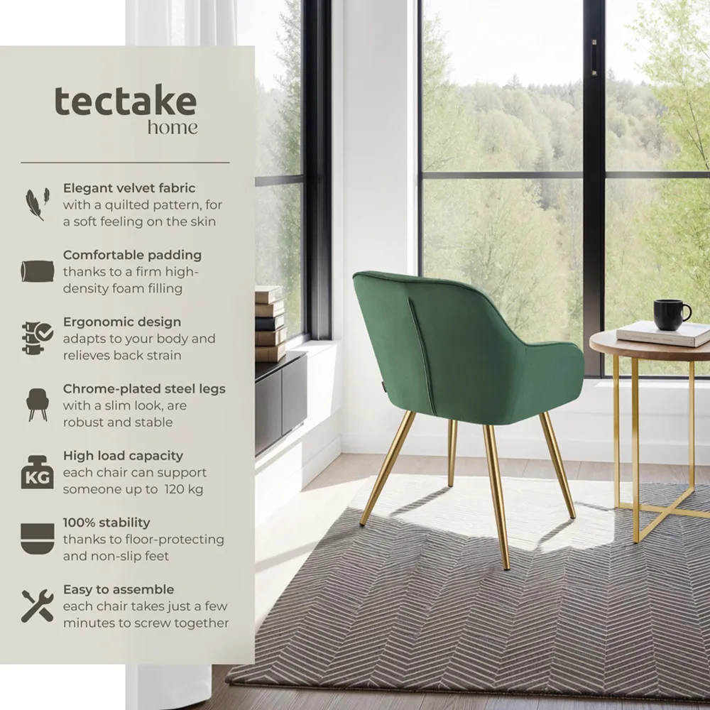 Marilyn Quilted Velvet Chair - Dark Green