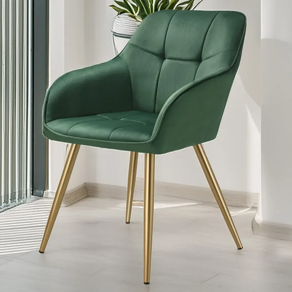 Marilyn Quilted Velvet Chair - Dark Green