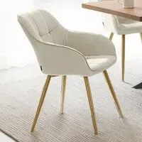 Marilyn Quilted Velvet Chair Set of 2 - Cream