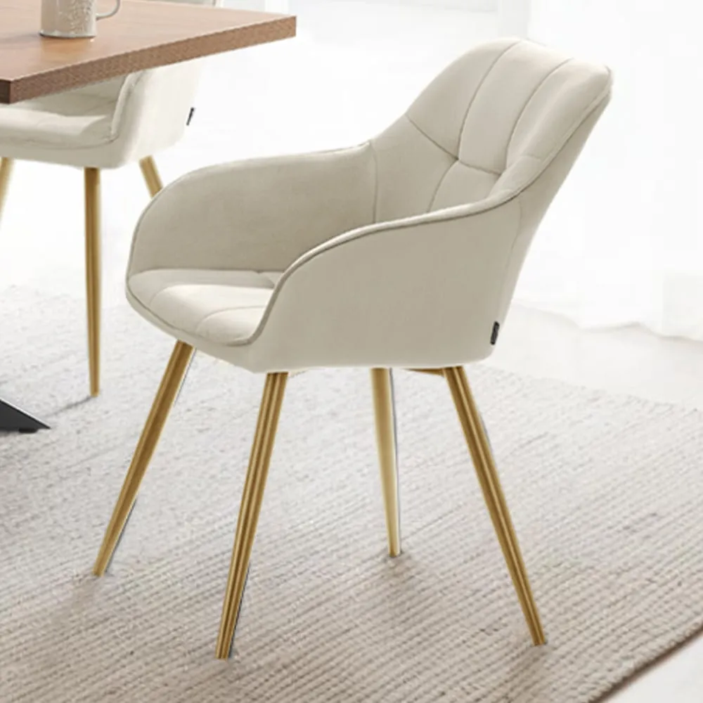 Marilyn Quilted Velvet Chair Set of 6 - Cream