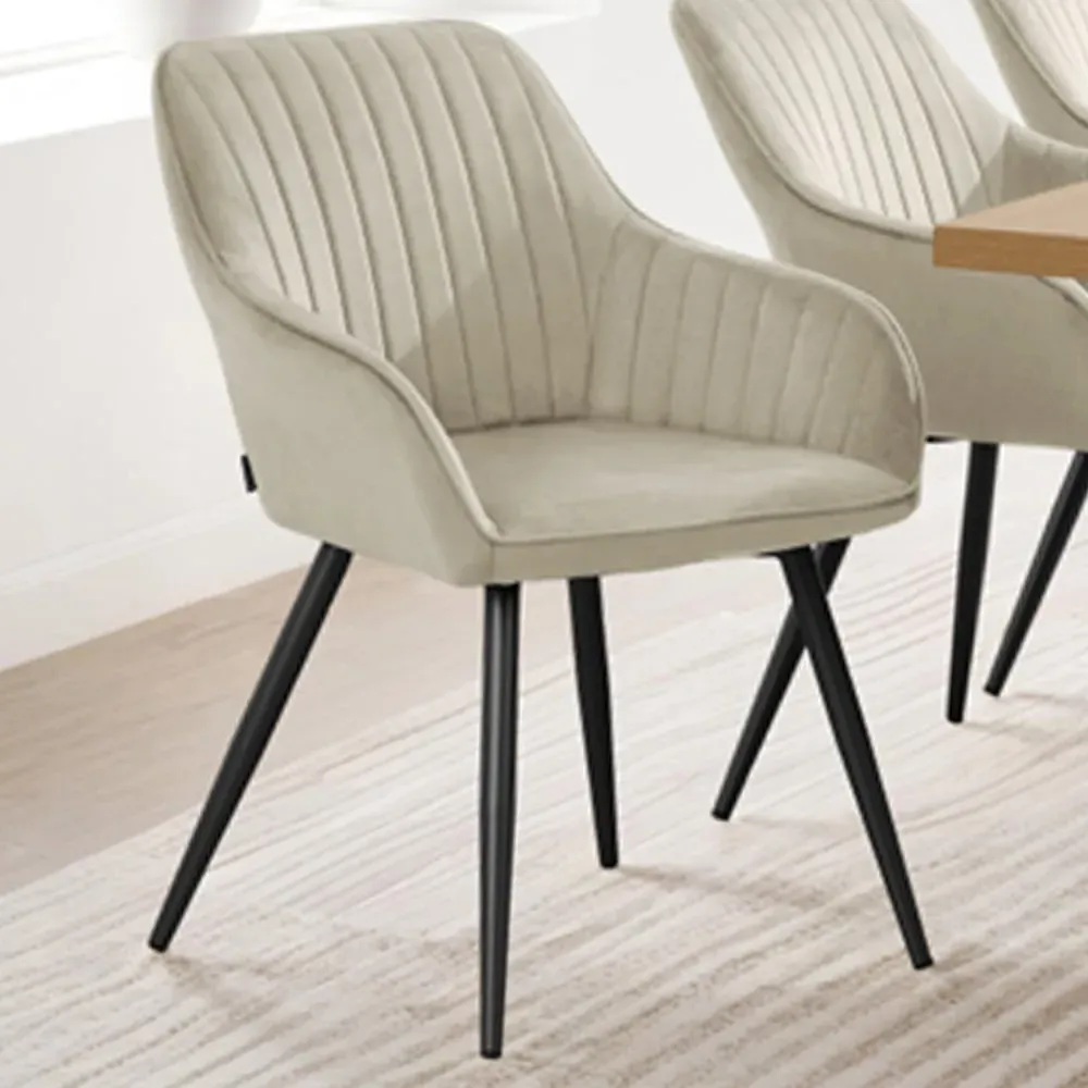 Marilyn Quilted Velvet Dining Chair - Cream, Black