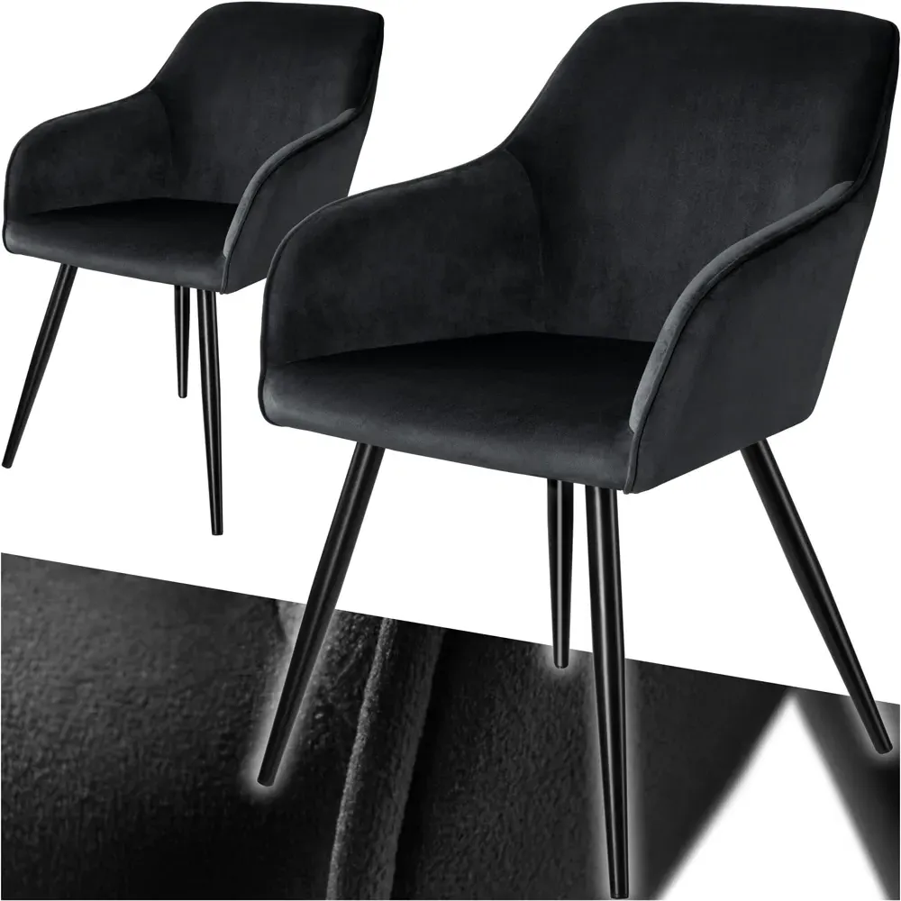 Marilyn Set of 2 Dining Chairs - Black, Velvet