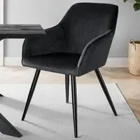 Marilyn Set of 2 Dining Chairs - Black, Velvet