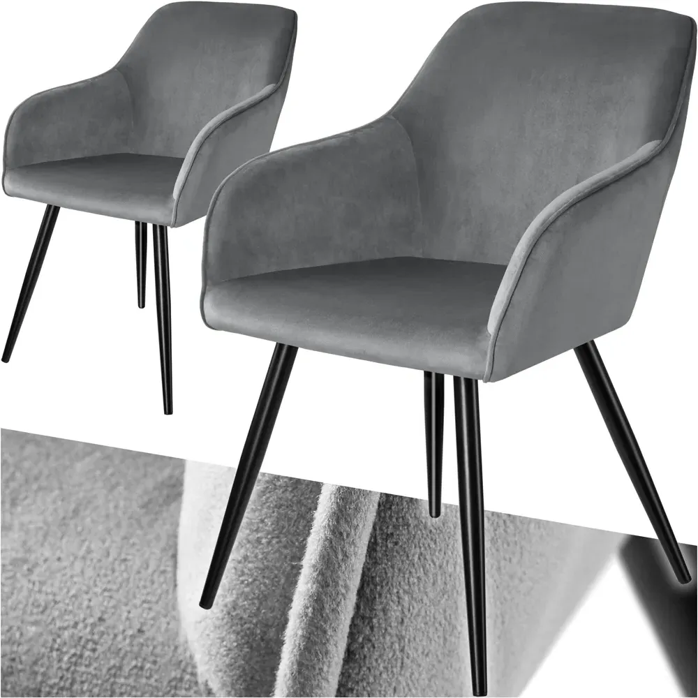 Marilyn Set of 2 Dining Chairs - Grey, Velvet